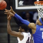 Arizona forward Solomon Hill and Memphis forward Will Coleman go for a rebound in the second half of a West Regional NCAA tournament second round college basketball game, Friday, March 18, 2011 in Tulsa, Okla. (AP Photo/)