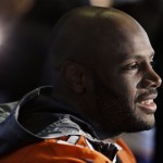 Denver Broncos safety Mike Adams talks with reporters during a news conference Thursday, Jan. 30, 2014, in Jersey City, N.J. The Broncos are scheduled to play the Seattle Seahawks in the NFL Super Bowl XLVIII football game Sunday, Feb. 2, in East Rutherford, N.J. (AP Photo)