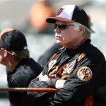 Baltimore Orioles manager Buck Showalter looks on before a baseball spring training exhibition game against the Toronto Blue Jays, Thursday, March 7, 2013, in Sarasota, Fla. (AP Photo/Charlie Neibergall)