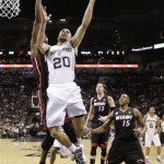 San Antonio Spurs' Manu Ginobili (20), of Argentina, shoots against the Miami Heat during the second half at Game 4 of the NBA Finals basketball series, Thursday, June 13, 2013, in San Antonio. (AP Photo/Eric Gay, Pool)