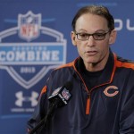 Chicago Bears head coach Marc Trestman answers a question during a news conference at the NFL football scouting combine in Indianapolis, Thursday, Feb. 21, 2013. (AP Photo/Michael Conroy)
