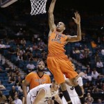 Oregon State's Eric Moreland (15) dunks the ball against Colorado during the first half of a Pac-12 Conference tournament NCAA college basketball game, Wednesday, March 13, 2013, in Las Vegas. (AP Photo/Julie Jacobson)