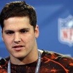Texas A&M offensive lineman Luke Joeckel answers a question during a news conference at the NFL football scouting combine in Indianapolis, Thursday, Feb. 21, 2013. (AP Photo/Michael Conroy)