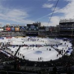  Fans wait for the start of an outdoor NHL hockey game between the New Jersey Devils and the New York Rangers Sunday, Jan. 26, 2014, at Yankee Stadium in New York. (AP Photo/Frank Franklin II)