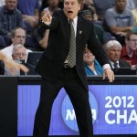 Michigan State coach Tom Izzo points during the first half of an NCAA men's college basketball tournament West Regional semifinal against Louisville on Thursday, March 22, 2012, in Phoenix. (AP Photo/Matt York)