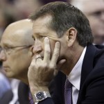  Phoenix Suns head coach Jeff Hornacek looks on from the bench in the second half of an NBA basketball game against the Utah Jazz Wednesday, Feb. 26, 2014, in Salt Lake City. The Jazz won 109-86. (AP Photo/Rick Bowmer)