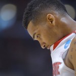 Ohio State forward LaQuinton Ross pauses during the second half of the West Regional final against Wichita State in the NCAA men's college basketball tournament, Saturday, March 30, 2013, in Los Angeles. (AP Photo/Mark J. Terrill)