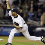 New York Yankees relief pitcher Mariano Rivera delivers in the ninth inning of their 4-3 win over the Arizona Diamondbacks in a baseball game at Yankee Stadium in New York, Wednesday, April 17, 2013. (AP Photo/Kathy Willens)