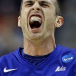 Florida Gulf Coast's Brett Comer reacts after scoring during the first half of a second-round game against Georgetown during the NCAA college basketball tournament on Friday, March 22, 2013, in Philadelphia. (AP Photo/Matt Rourke)