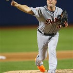 American League's Max Scherzer, of the Detroit Tigers, pitches during the first inning of the MLB All-Star baseball game, on Tuesday, July 16, 2013, in New York. (AP Photo/Elsa, Pool)