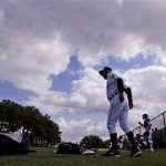 Detroit Tigers manager Jim Leyland looks on during a baseball spring training workout with pitchers and catchers, Tuesday, Feb. 12, 2013, in Lakeland, Fla. (AP Photo/Charlie Neibergall)