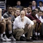 Arizona State head coach Herb Sendek, center, watches during the second half of an NCAA college basketball game against Stanford at the Pac-12 Conference tournament in Los Angeles, Wednesday, March 7, 2012. (AP Photo/Jae C. Hong)