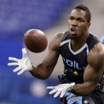 Alabama linebacker C.J. Mosley makes a catch as he runs a drill at the NFL football scouting combine in Indianapolis, Monday, Feb. 24, 2014. (AP Photo/Michael Conroy)