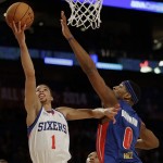 Team Webber's Mason Plumlee of the Brooklyn Nets shoots against Team Hill's Andre Drummond of the Detroit Pistons during the Rising Star NBA All Star Challenge Basketball game, Friday, Feb. 14, 2014, in New Orleans. (AP Photo/Gerald Herbert)