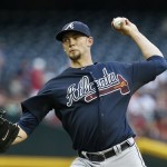Atlanta Braves' Mike Minor throws against the Arizona Diamondbacks during the first inning of a baseball game, on Monday, May 13, 2013, in Phoenix. (AP Photo/Ross D. Franklin)