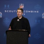 Cleveland Browns head coach Rob Chudzinski answers a question during a news conference at the NFL football scouting combine in Indianapolis, Friday, Feb. 22, 2013. (AP Photo/Michael Conroy)