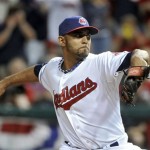 Cleveland Indians starting pitcher Danny Salazar delivers against the Tampa Bay Rays in the first inning of the AL wild-card baseball game Wednesday, Oct. 2, 2013, in Cleveland. (AP Photo/Phil Long)