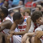 Ohio State players sits on the bench during the second half of the West Regional final against Wichita State in the NCAA men's college basketball tournament, Saturday, March 30, 2013, in Los Angeles. (AP Photo/Mark J. Terrill)