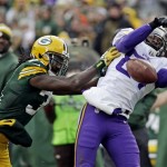 Green Bay Packers' Davon Housebreaks up a pass intended for Minnesota Vikings' Cordarrelle Patterson during the second half of an NFL football game Sunday, Nov. 24, 2013, in Green Bay, Wis. The game ended in a tie, 26-26. (AP Photo/Mike Roemer)