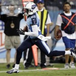 Tennessee Titans wide receiver Nate Washington runs for a touchdown on a 28-yard pass play against the Arizona Cardinals in the second quarter of an NFL football preseason game on Thursday, Aug. 23, 2012, in Nashville, Tenn. (AP Photo/Wade Payne)