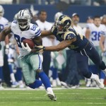 Dallas Cowboys wide receiver Dez Bryant (88) escapes from St. Louis Rams cornerback Trumaine Johnson (22) for a first down during the second half of an NFL football game Sunday, Sept. 22, 2013, in Arlington, Texas. (AP Photo/Waco Tribune Herald, Jose Yau)