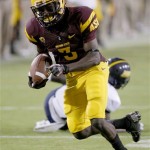  Arizona State wide receiver Richard Smith scores a touchdown against Northern Arizona during the second half of a football game on Thursday, Aug. 30 2012, in Tempe, Ariz. (AP Photo/Rick Scuteri)