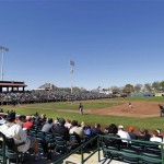 The Chicago White Sox and San Francisco Giants compete during the second inning of a spring training baseball game, Monday, Feb. 25, 2013, in Scottsdale, Ariz. (AP Photo/Matt York)