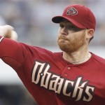 Arizona Diamondbacks starting pitcher Ian Kennedy throws to a Pittsburgh Pirates batter in the first inning of a baseball game Wednesday, Aug. 8, 2012, in Pittsburgh. (AP Photo/Keith Srakocic)