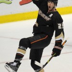 
              FILE -- In an April 21, 2009, file photo Anaheim Ducks' Chris Pronger celebrates his goal against the San Jose Sharks during  a first-round NHL hockey playoff game in Anaheim, Calif. Pronger is among the seven newcomers in the Hockey Hall of Fame. (AP Photo/Chris Carlson, file)
            
