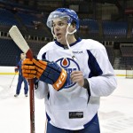 
              Edmonton Oilers first round pick Connor McDavid takes part in the Edmonton Oilers orientation camp in Edmonton, Alberta, Thursday, July 2, 2015. (Jason Franson/The Canadian Press via AP)
            