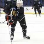 
              Chicago Blackhawks left wing Teuvo Teravainen shoots during practice at the NHL hockey Stanley Cup Final, Friday, June 5, 2015, in Tampa, Fla. The Blackhawks lead the best-of-seven games series against the Tampa Bay Lightning 1-0. Game 2 is scheduled for Saturday night. (AP Photo/Chris Carlson)
            