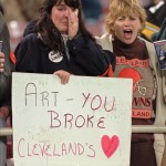 
              FILE - This Nov. 13, 1995 file photo shows Cleveland Browns fan Lisa Vann, left, cries while her friend Jeanne Jolluck yells as the Browns lose to the Pittsburgh Steelers 20-3, in Pittsburgh. On the sports misery index, Atlanta and Cleveland are hard to beat.  The two cities have combined for one championship over the last half-century - and that came in 1995, when the Atlanta Braves beat the Cleveland Indians in the World Series.(AP Photo/Gene Puskar, File)
            