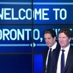 
              Toronto Maple Leafs president Brendan Shanahan, left, and new head coach Mike Babcock arrive for an NHL hockey press conference in Toronto, Thursday, May 21, 2015.  Babcock spent the last 10 seasons with the Detroit Red Wings, where he won the Stanley Cup in 2008. (Darren Calabrese/The Canadian Press via AP) MANDATORY CREDIT
            