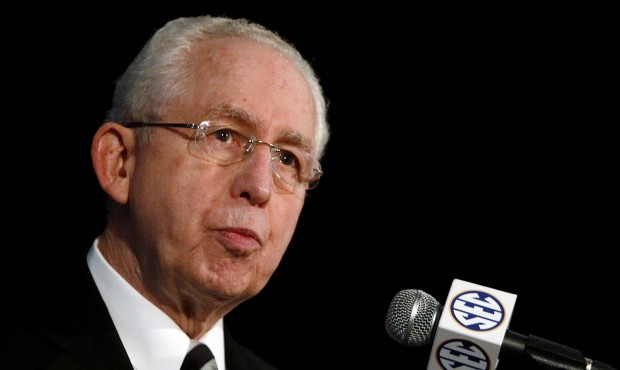FILE – In this July 14, 2014, file photo, Southeastern Conference Commissioner Mike Slive spe...