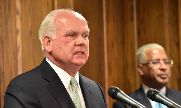 n FILE – In this Friday, Jan. 9, 2015, file photo, UAB President Ray Watts holds a news confe...