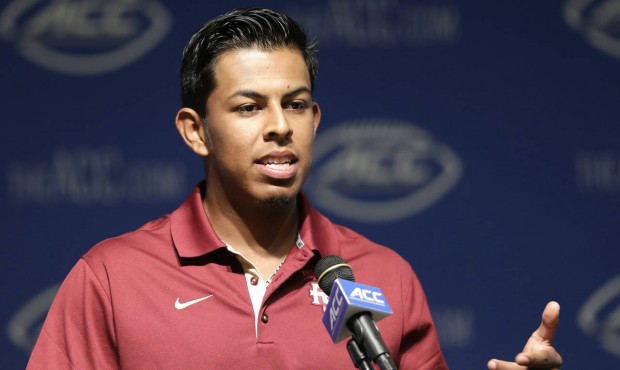 Florida State’s Roberto Aguayo responds to questions during the ACC NCAA football kickoff in ...