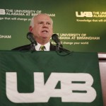 
              UAB President Ray Watts speaks during a news conference, Monday, June 1, 2015, in Birmingham, Ala. Watts is bringing the football program back. He told The Associated Press that he decided on Monday, June 1, 2015, to reverse the earlier decision after meetings with UAB supporters continued through the weekend. He says donors have pledged to make up the estimated $17.2 million deficit over the next five years if football is restored. Monday, June 1, 2015, in Birmingham, Ala.(AP Photo/Brynn Anderson)
            