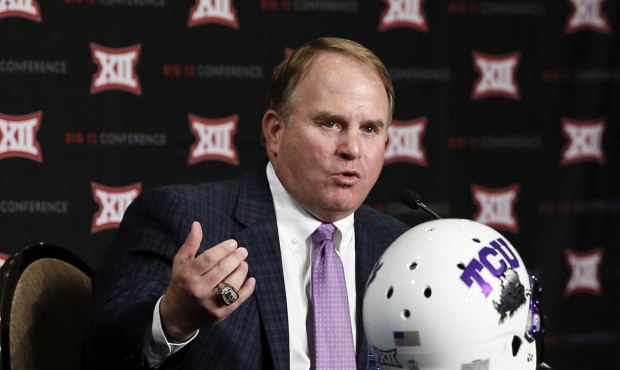 TCU head football coach Gary Patterson responds to questions from reporters at Big 12 Conference Fo...