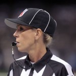 
              FILE - In this Aug. 16, 2013, file photo, NFL referee Sarah Thomas is shown before an NFL preseason football game at the Mercedes-Benz Superdome in New Orleans. Sarah Thomas is that much closer to taking the field as the NFL's first female official. She's part of a clinic for all refs with most training camps about two weeks away from opening. (AP Photo/Matthew Hinton, File)
            